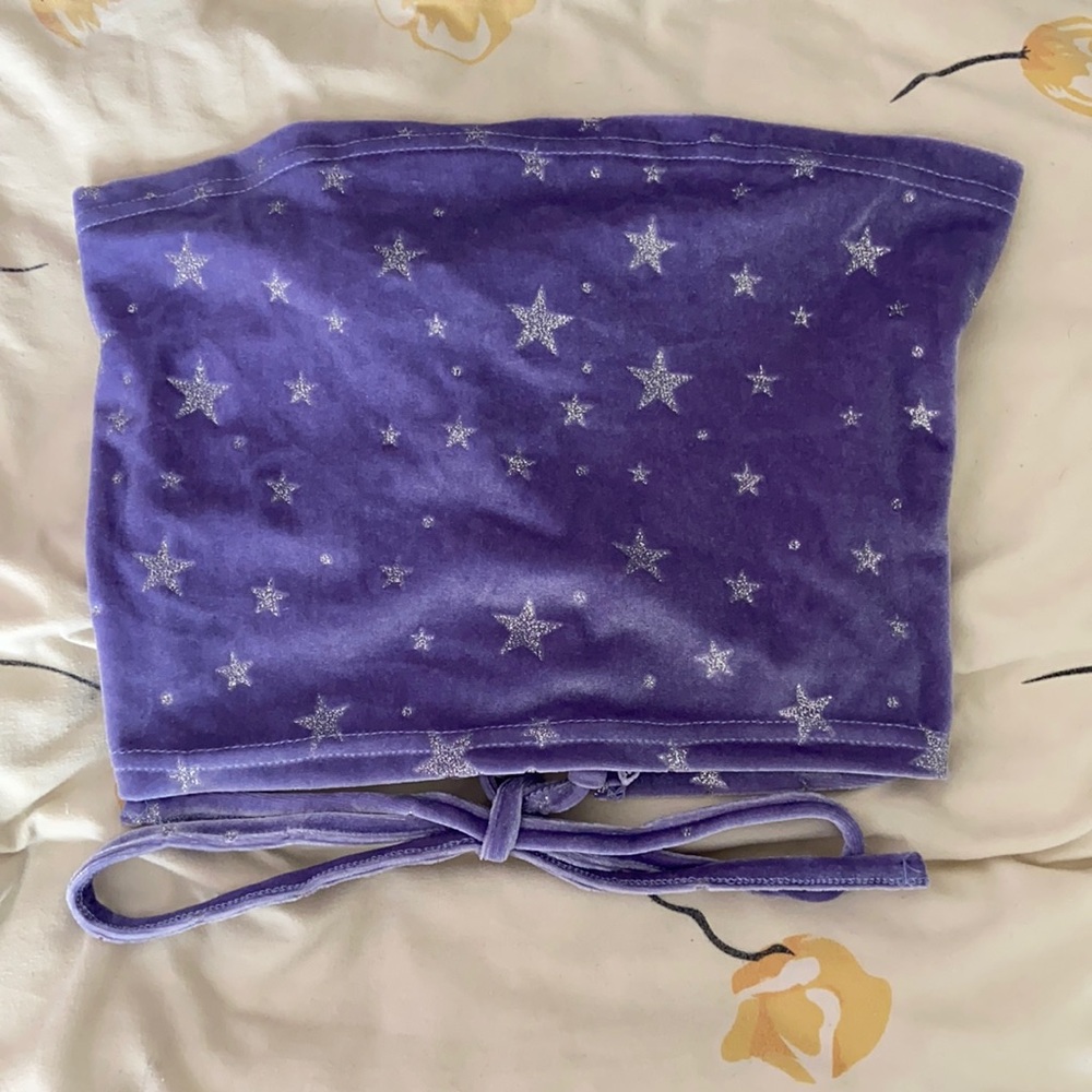 Purple with silver glitter star tube top